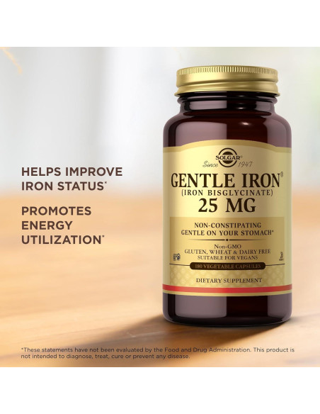 Suplemento de Hierro Suave Solgar 25 mg - 180 Cápsulas Vegetales