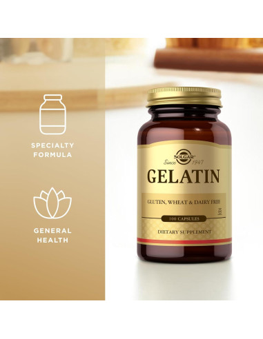 Suplemento de Gelatina Solgar - 100 Cápsulas - Sin Gluten