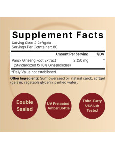Suplemento de Ginseng Rojo Coreano NatureBell 2250mg 240 Softgels 2