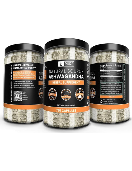 Cápsulas de Ashwagandha Puras 730 Unidades Ingredientes Orgánicos Cápsulas de Ashwagandha Puras 730 Unidades Ingredientes Orgánicos