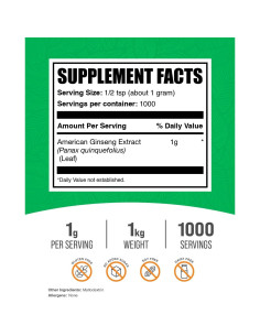 Extracto de Ginseng Americano en Polvo BulkSupplements 1kg 2