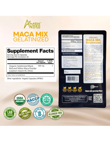 Cápsulas de Maca Premium Amazon Andes 3000mg - Energía y Rendimiento