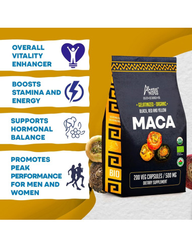 Cápsulas de Maca Premium Amazon Andes 3000mg - Energía y Rendimiento