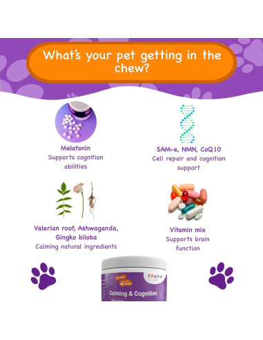 Suplemento Calmante para Perros PawPuk - Melatonina y Ginkgo