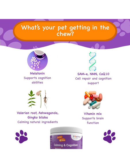 Suplemento Calmante para Perros PawPuk - Melatonina y Ginkgo