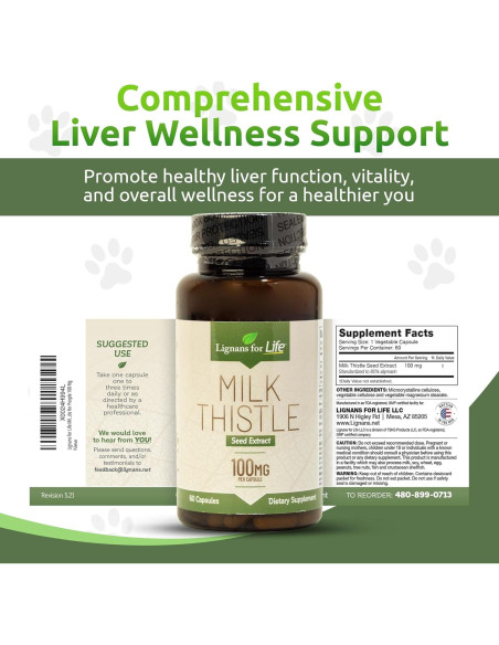 Suplemento Hepático para Perros Lignans for Life 100mg 60 Cápsulas