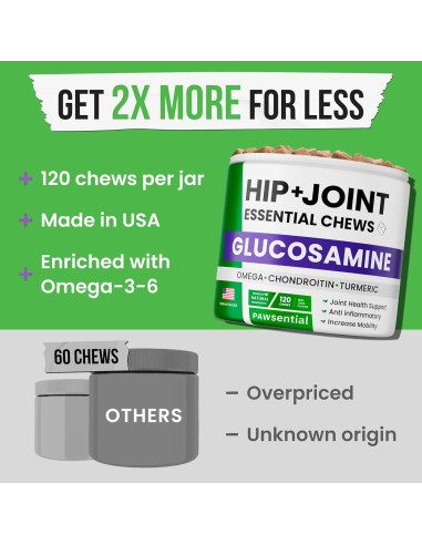 Golosinas para Perros Pawsential - Glucosamina y Omega 120Ct