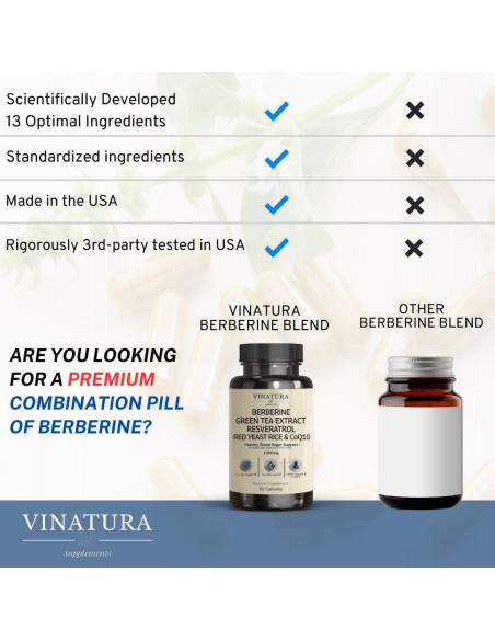Suplemento de Berberina y Canela Vinatura 500mg 13 en 1