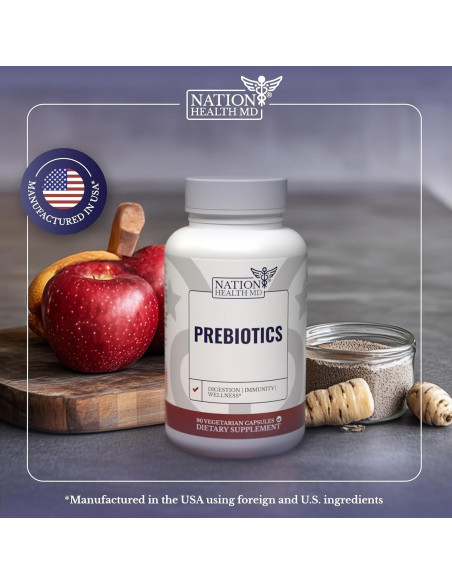Prebióticos Nation Health MD - 90 Cápsulas Digestión y Bienestar