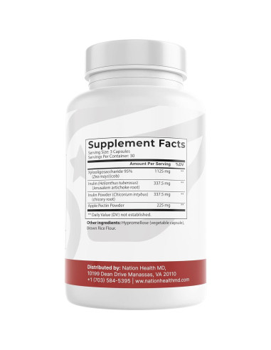 Prebióticos Nation Health MD - 90 Cápsulas Digestión y Bienestar