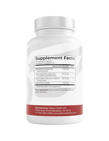 Prebióticos Nation Health MD - 90 Cápsulas Digestión y Bienestar