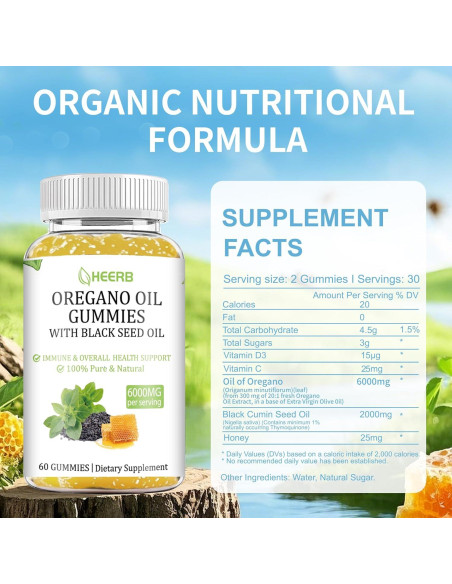 Gominolas de Aceite de Orégano HEERB 6000mg con Semilla Negra