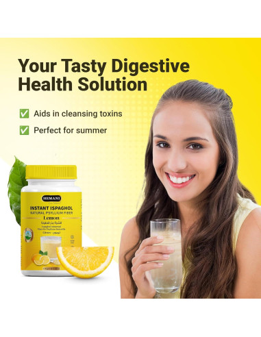 Suplemento de fibra Hemani Ispaghol 100g sabor limón