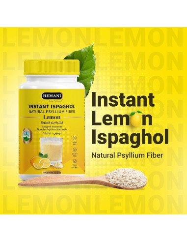 Suplemento de fibra Hemani Ispaghol 100g sabor limón