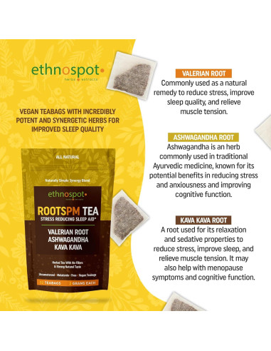 RootsPM Té para dormir - Mezcla herbal 32 bolsas 2g