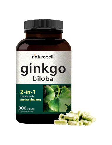 Suplemento Ginkgo Biloba 6000mg + Ginseng 500mg NatureBell - 300 Cápsulas