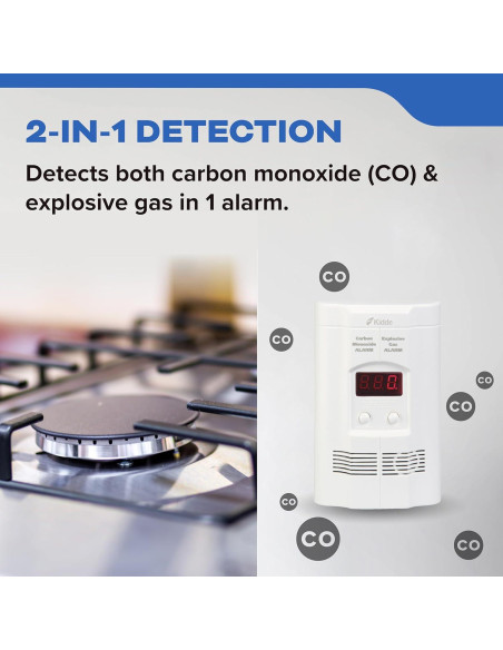 Detector de Monóxido de Carbono Kidde KN-COEG-3 Enchufable con Pantalla LED