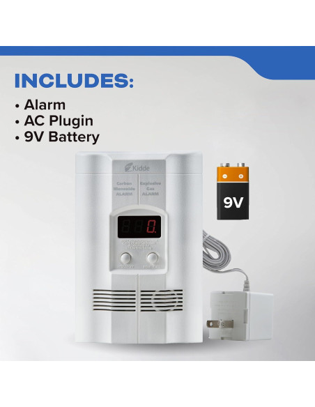 Detector de Monóxido de Carbono Kidde KN-COEG-3 Enchufable con Pantalla LED