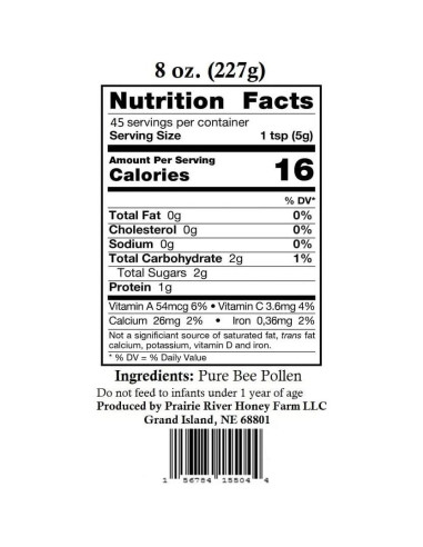 Polen de Abeja Crudo Prairie River 227g - Fresco y Natural