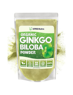 Polvo Orgánico de Ginkgo Biloba XPRS Nutra 453.6 g - Suplemento Vegano