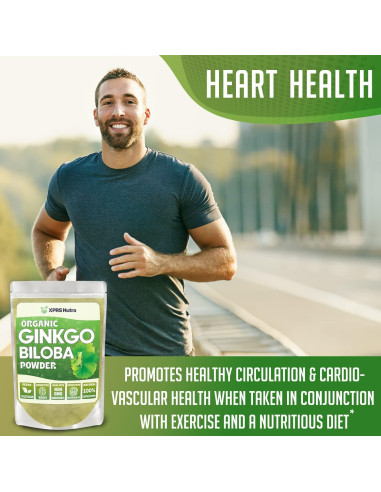 Polvo Orgánico de Ginkgo Biloba XPRS Nutra 453.6 g - Suplemento Vegano