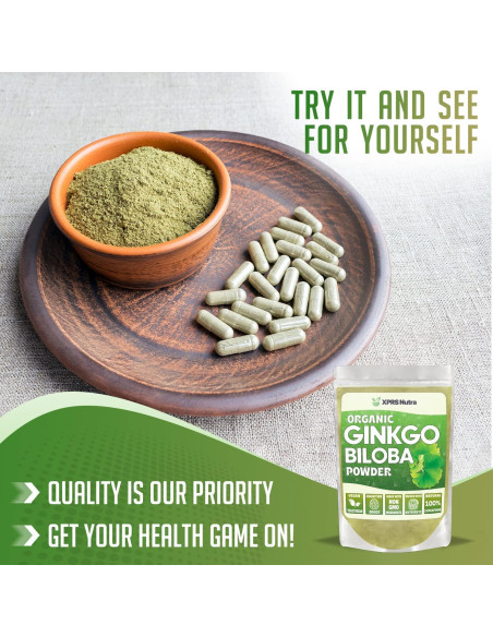 Polvo Orgánico de Ginkgo Biloba XPRS Nutra 453.6 g - Suplemento Vegano Polvo Orgánico de Ginkgo Biloba XPRS Nutra 453.6 g - Suplemento Vegano