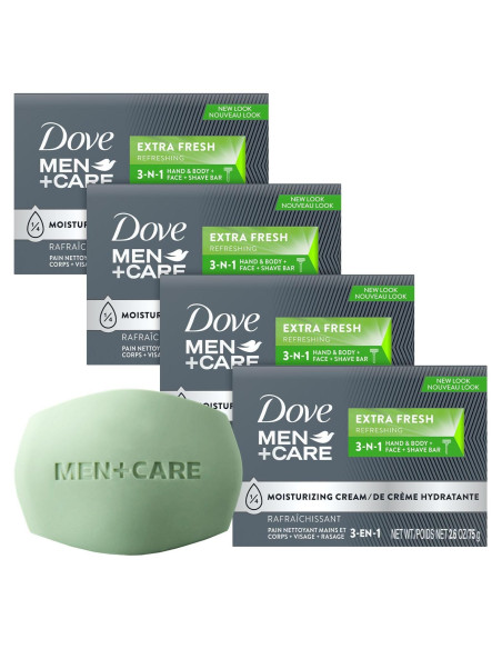 Barra de Jabón Dove Men+Care Extra Fresco 4x73.93g - Hidratante 3 en 1