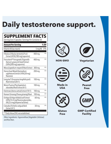 LifeSeasons Masculini-T - Suplemento Natural Testosterona 90 Cápsulas