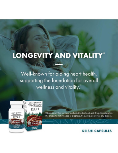 Cápsulas de Reishi Host Defense - Suplemento Inmunológico 30 Unidades