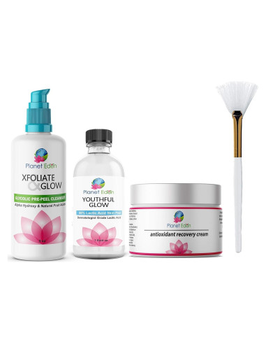 Kit de Peeling Químico Planet Eden 88% Ácido Láctico + Limpiador y Crema