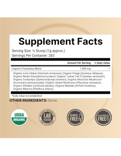 Polvo de Champiñón Orgánico NatureBell 283g - Mezcla 10-en-1 2