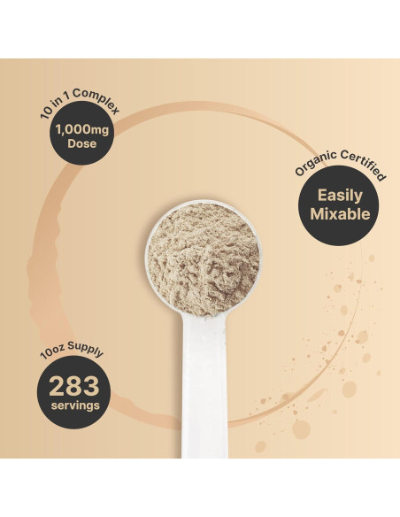 Polvo de Champiñón Orgánico NatureBell 283g - Mezcla 10-en-1