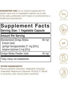 Extracto de Ginkgo Biloba Solgar - 180 Cápsulas Veganas - Sin Gluten 2