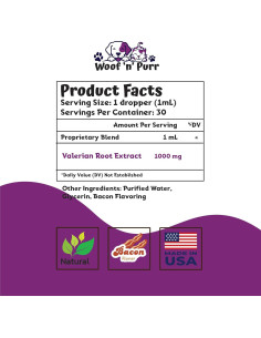 Tintura de Raíz de Valeriana para Perros Woof 'n' Purr 30 ml 2