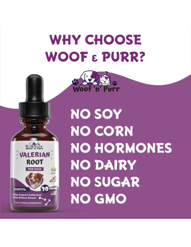 Tintura de Raíz de Valeriana para Perros Woof 'n' Purr 30 ml