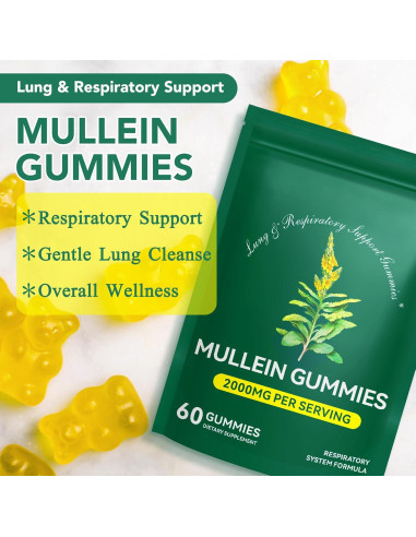 Gomitas de Hoja de Mullein WHLH 2000mg Veganas 60 Unidades
