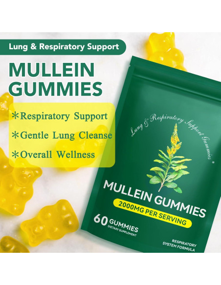 Gomitas de Hoja de Mullein WHLH 2000mg Veganas 60 Unidades