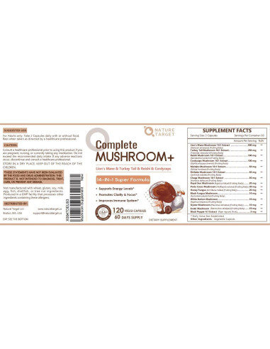 Suplemento de Hongos Nature Target 14-en-1, 120 Cápsulas