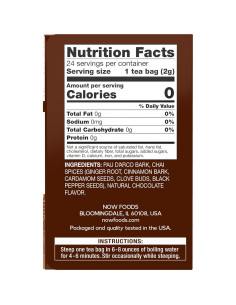 Té Pau D'Arco NOW Foods 24 Bolsitas Sin Cafeína 48g 2