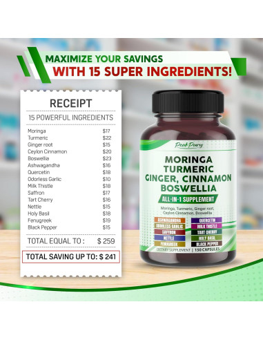 Suplemento de Moringa PeakPury 150 Cápsulas - Bienestar Articular