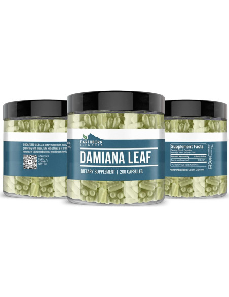 Cápsulas de Hoja de Damiana Earthborn Elements 200 Unidades