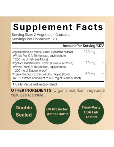 Cápsulas de Musgo Marino Irlandés NatureBell 3000mg 240 Unidades