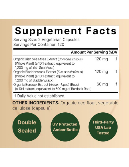 Cápsulas de Musgo Marino Irlandés NatureBell 3000mg 240 Unidades