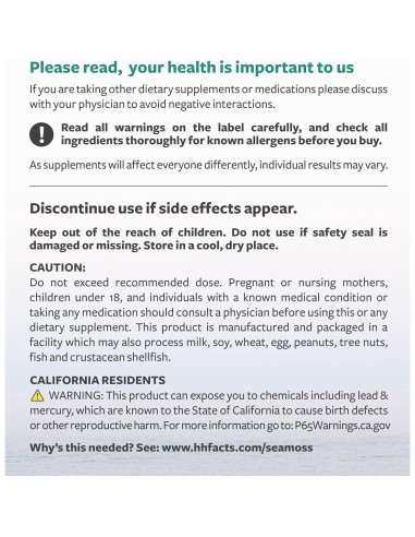 Cápsulas de Musgo Marino Orgánico Healths Harmony 60 Unidades