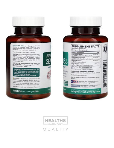 Cápsulas de Musgo Marino Orgánico Healths Harmony 60 Unidades