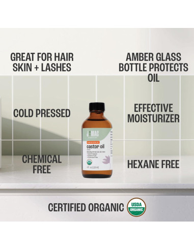 Aceite de Ricino Orgánico J MAC BOTANICALS 118 ml Vidrio