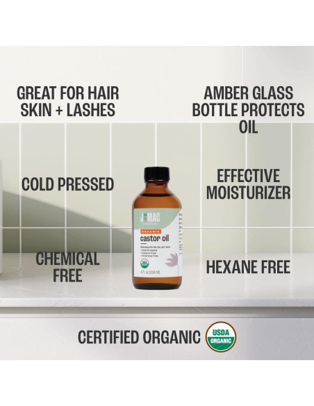 Aceite de Ricino Orgánico J MAC BOTANICALS 118 ml Vidrio