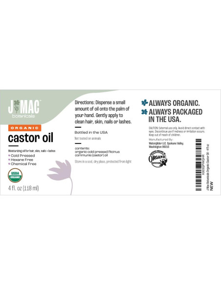 Aceite de Ricino Orgánico J MAC BOTANICALS 118 ml Vidrio
