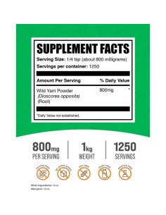 Polvo de Ñame Silvestre BulkSupplements 800mg 1kg Sin Gluten 2