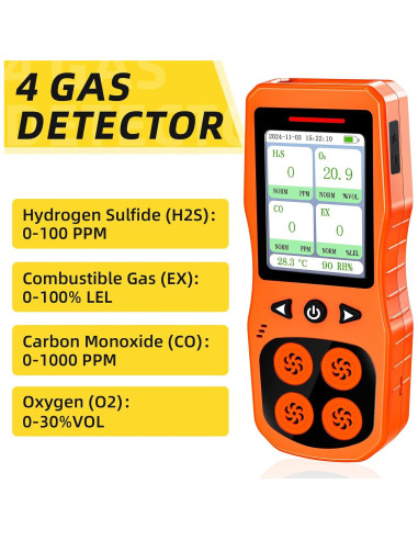 Detector de Gas Multi Gas ZYKYCX 4 Gases O2 CO H2S LEL